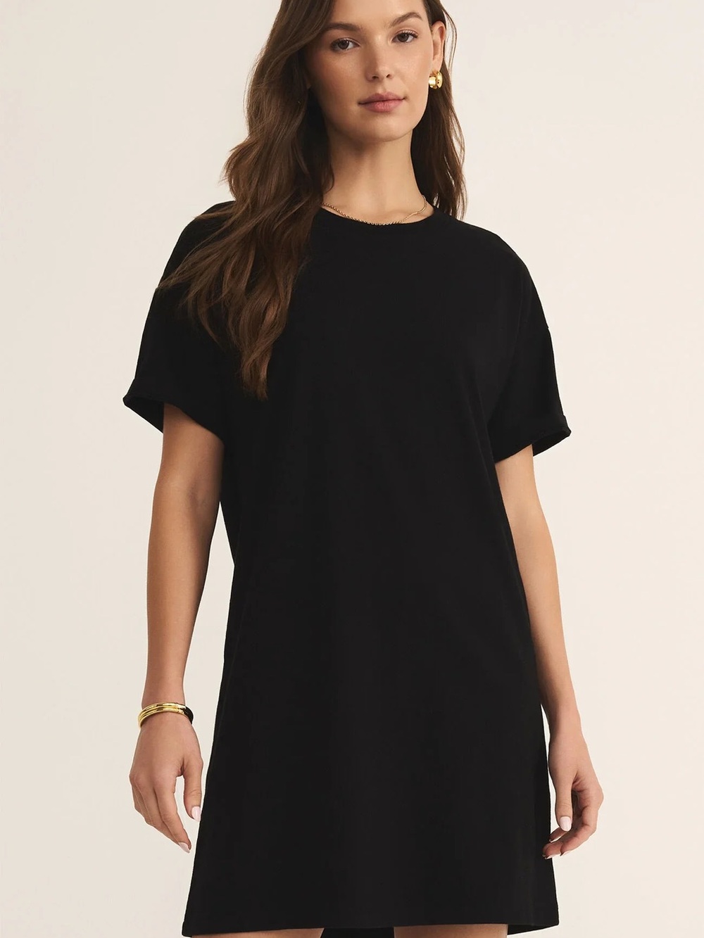 Z Supply Sway Black Mini T-Shirt Dress